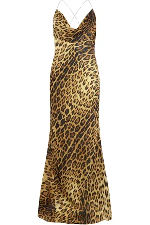 Roberto Cavalli Cowl-neck leopard-print maxi dress