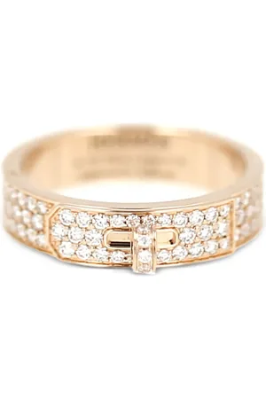 Hermès 18K rose gold diamond buckle ring