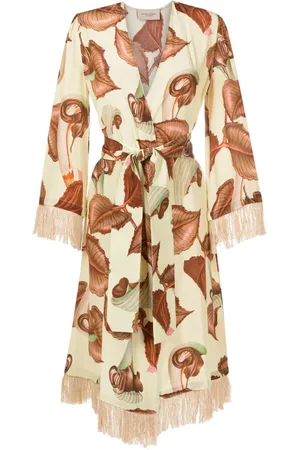 Adriana Degreas Leaf-print robe beach dress