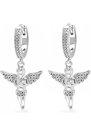Nialaya Stainless steel Angel huggie earrings