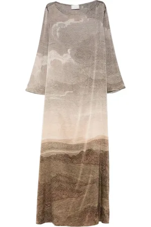 PIERRE-LOUIS MASCIA Landscape-print silk dress