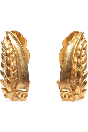 CHANEL 1999 Plated CC Leaf Clip On Earrings costume earrings