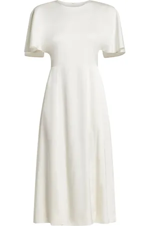 ROTATE Flutter-sleeved satin dress