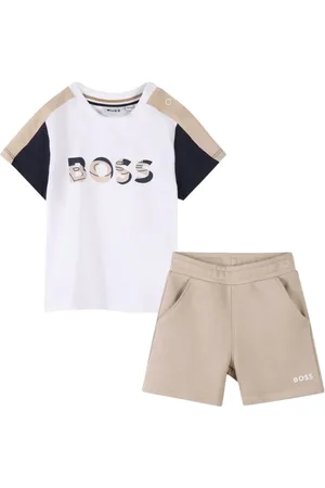 HUGO BOSS Colour-block logo-T-shirt shorts set