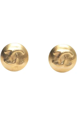 CHANEL 1995 CC Plated Round Clip on Earrings costume earrings
