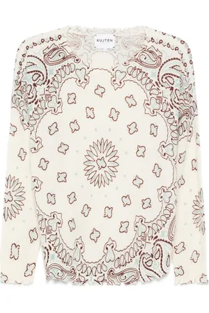 KUJTEN Paisley-print ribbed-knit top