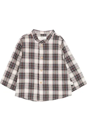 TEDDY & MINOU Checked mandarin-collar shirt