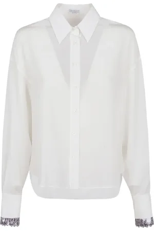 Brunello Cucinelli Sequin-embellished silk shirt