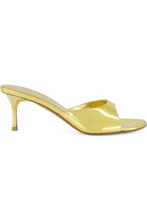 Amina Muaddi 60mm Jeanne metallic leather sandals