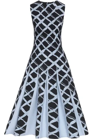 Oscar de la Renta Pleated wavy-pattern dress