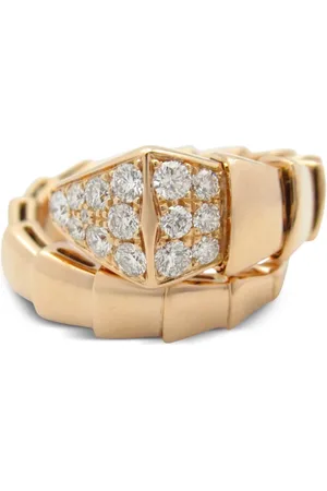 Bvlgari 2010s 18K rose gold Serpenti diamonds ring