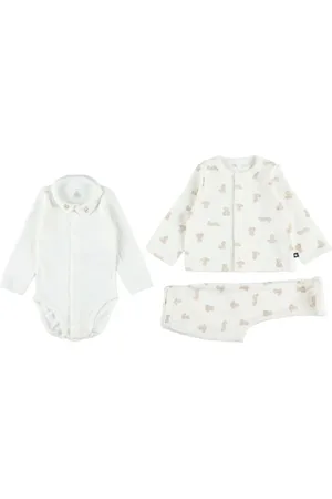 Petit Bateau Bear-print trousers set (pack of three)
