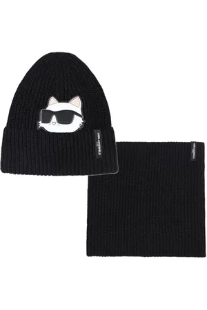 Karl Lagerfeld Cat-motif knitted beanie hat