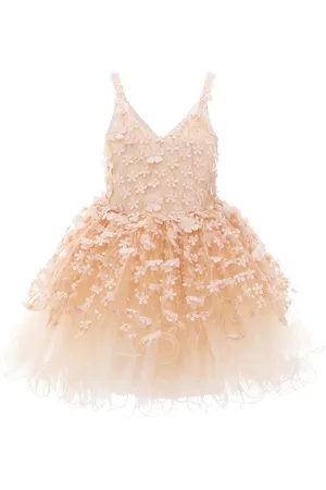 Tulleen Floral-appliqué tulle dress
