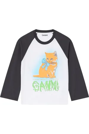 Ganni Kitty-print baseball top