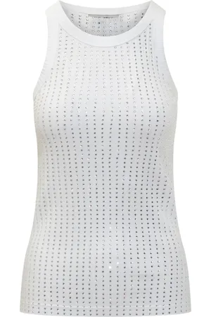 The Attico Crystal-embellished ribbed tank top