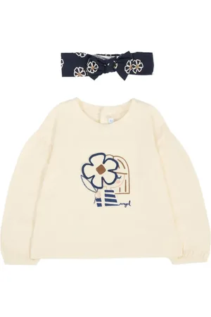 Mayoral Flower-embroidered long-sleeve sweetshirt set