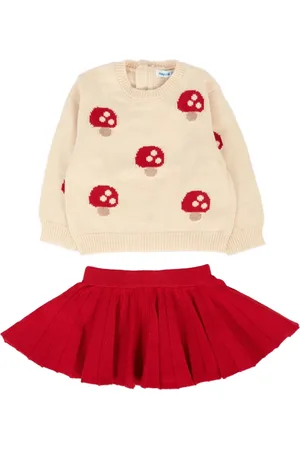 Mayoral Mushroom-detail pleated skirt set