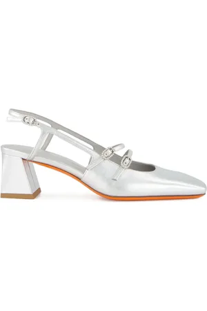 santoni Metallic slingback heels