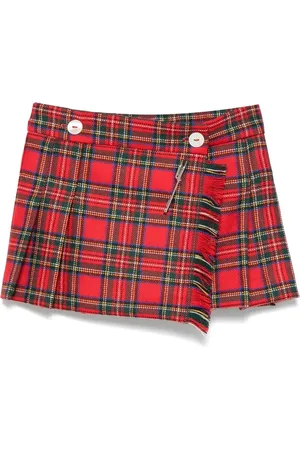 Mariella Ferrari Pleated fringed wool skirt