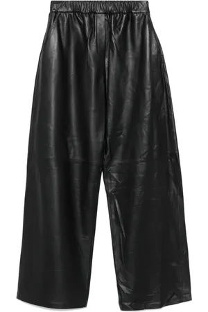 arma leder Elastic-waist leather trousers