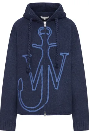 J.W.Anderson Anchor-embroidery wool zip-up hoodie