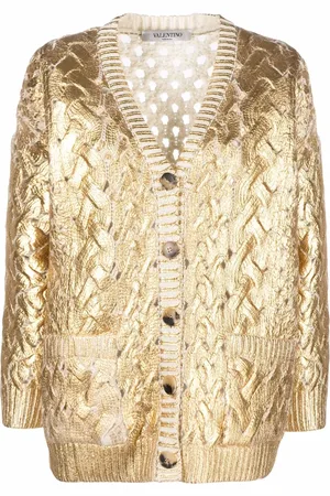 VALENTINO GARAVANI Metallic-effect V-neck cardigan