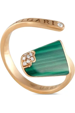 Bvlgari 18K rose gold Gelati diamond malachite ring