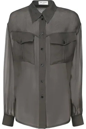 Saint Laurent Pointed-collar flap-pocket shirt