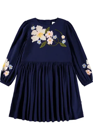 Molo Floral-embroidered long-sleeve dress