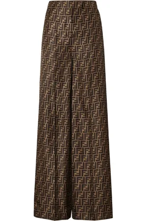 Fendi FF-monogram pleated silk trousers