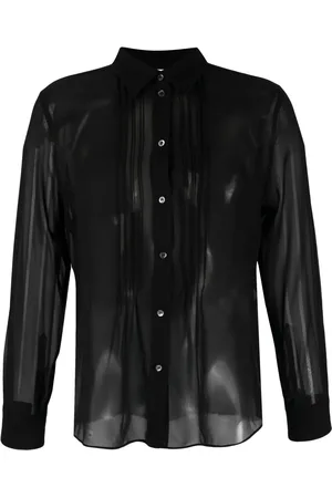 Aspesi Pintuck-detailing sheer silk shirt