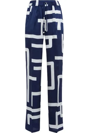 Kiton Geometric-print silk trousers