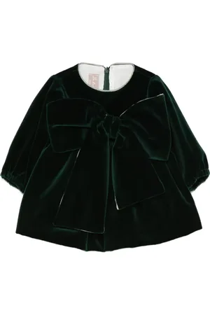 LA STUPENDERIA Bow-detailed velvet dress