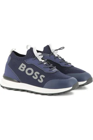 HUGO BOSS Logo-lettering knitted sneakers