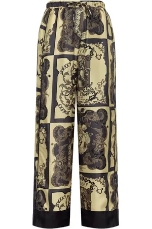 Ganni Graphic-print silk trousers