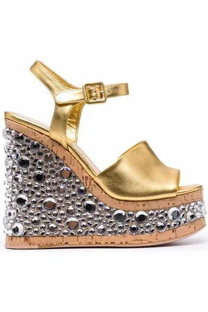 HAUS OF HONEY Croco crystal modesty sandals