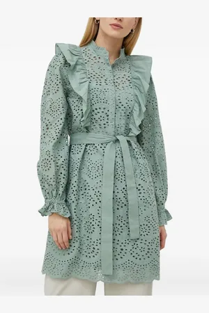 Bruuns Bazaar Eyelet-embroidered ruffle mini dress