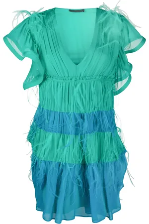 Alberta Ferretti Feather embellished short dress