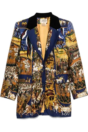 Hermès 1990s silk horse-print blazer