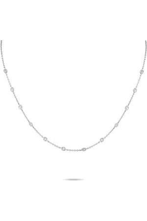 LB Exclusive 18K white gold diamond station necklace