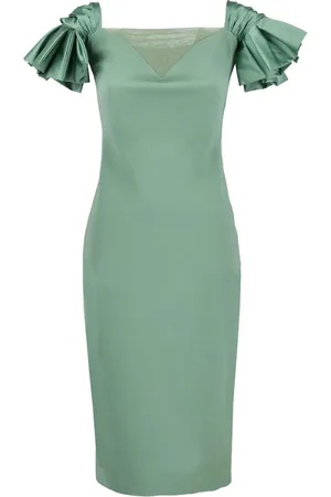 CHIARA BONI Satin-ruffle midi dress