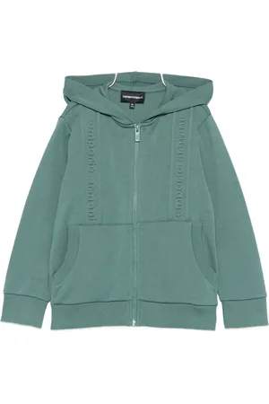 Emporio Armani Hooded logo-detail zip-up sweatshirt