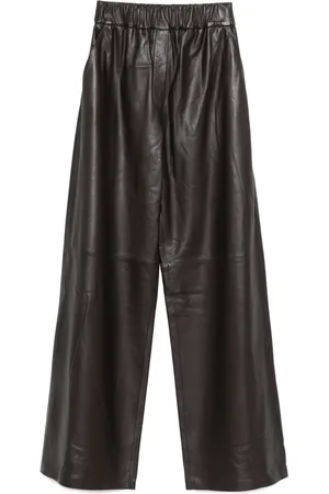 arma leder Elastic-waist leather trousers