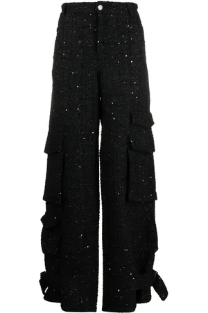 GCDS Widw-leg tweed cargo trousers