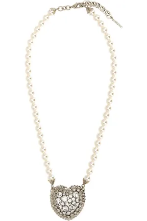 Alessandra Rich Crystal-embellished heart necklace