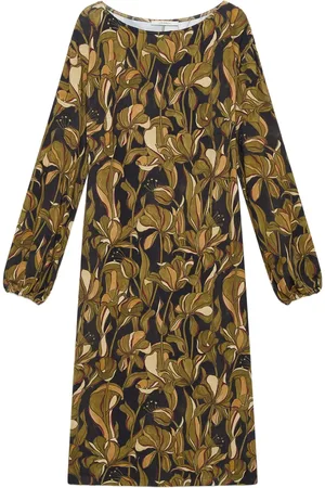 Maliparmi Floral-pattern long-sleeve midi dress