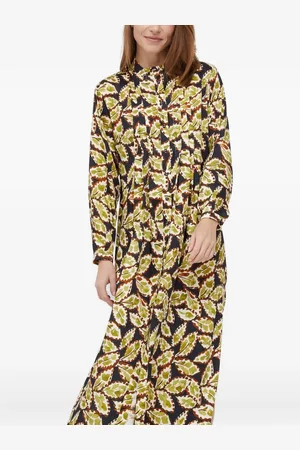 Sisley Leaf-print midi day dress
