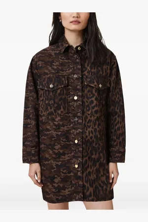 AllSaints Faye leopard-print mini shirt dress