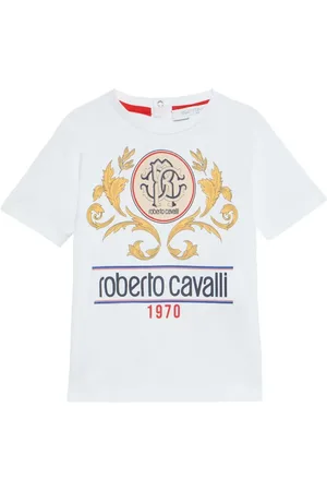 Roberto Cavalli Logo-plaque gold-leaf T-shirt